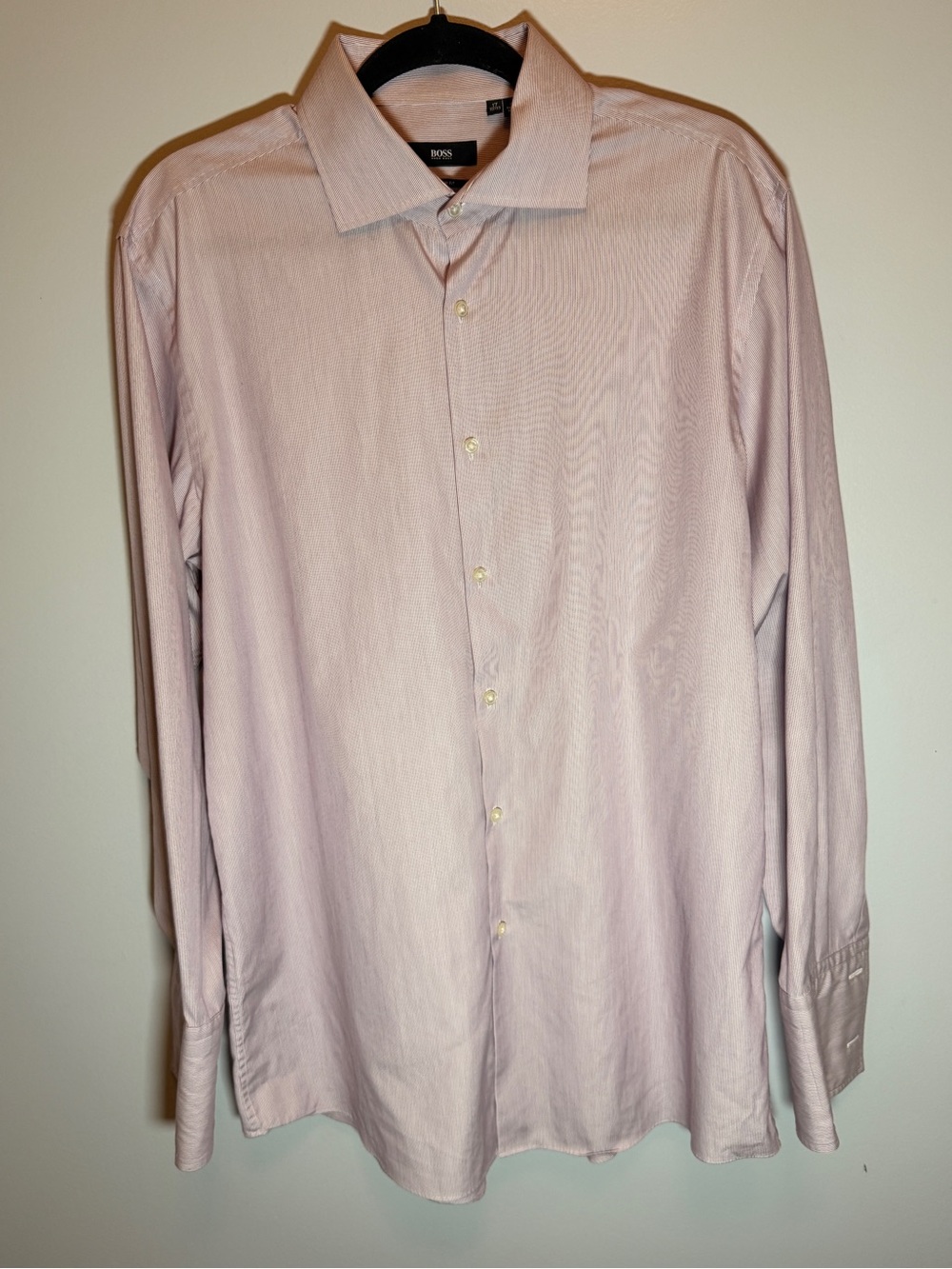 BOSS Men's Pale Pink Long-Sleeve Dress Shirt